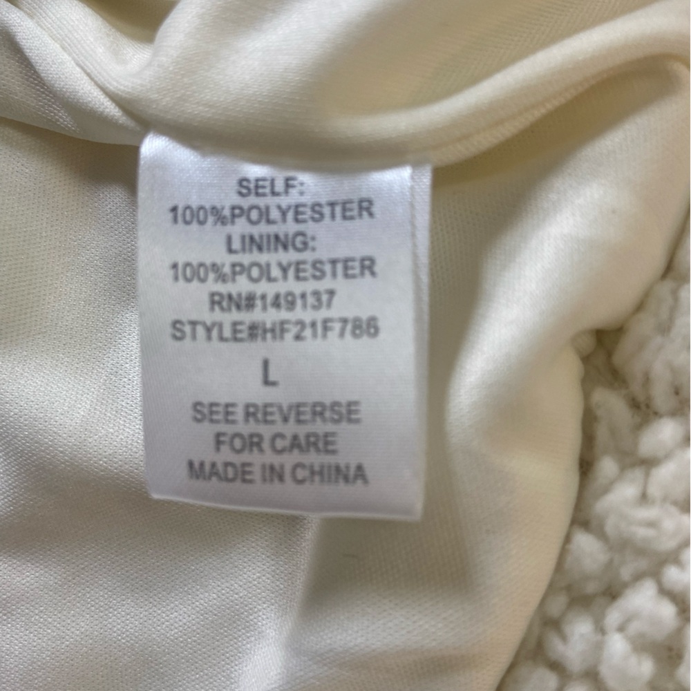 Women's Sz L White Soft Sherpa Fleece Jacket - Picture 7 of 13